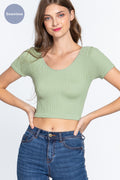 Cross Back Rib Seamless Crop Top - Dassefy