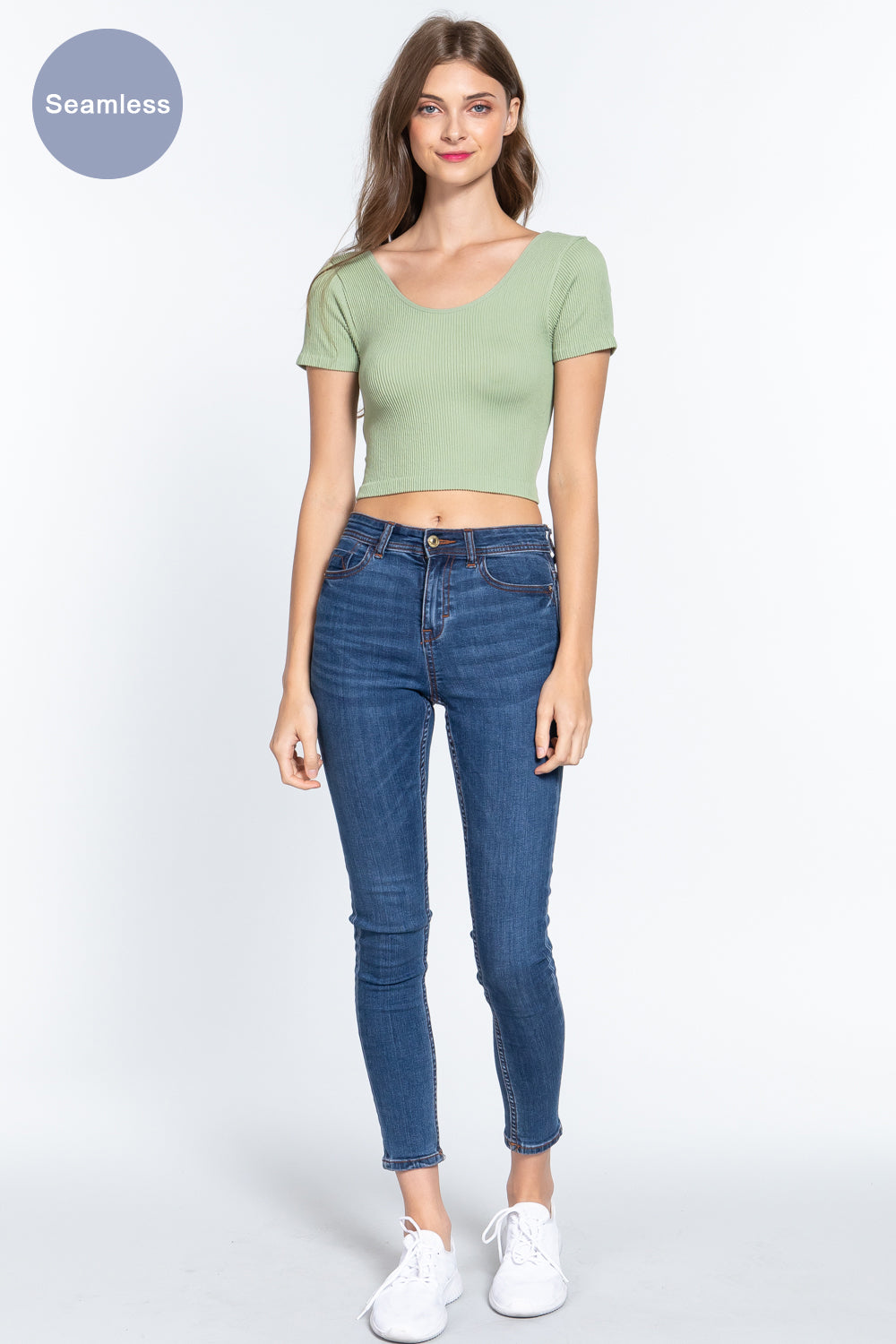 Cross Back Rib Seamless Crop Top - Dassefy