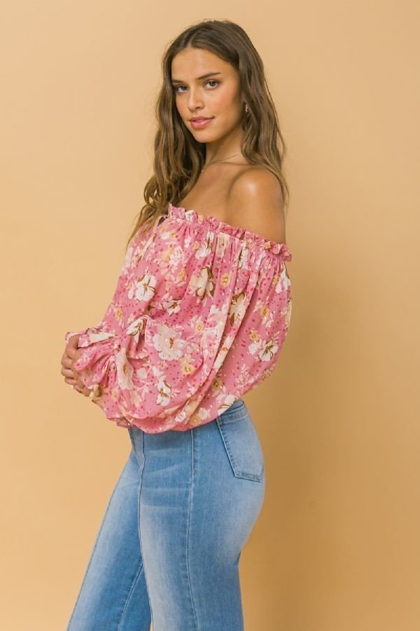 Off Shoulder Neckline Printed Top - Dassefy