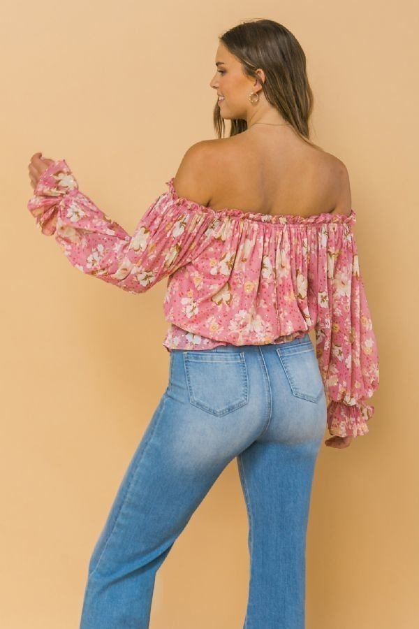 Off Shoulder Neckline Printed Top - Dassefy