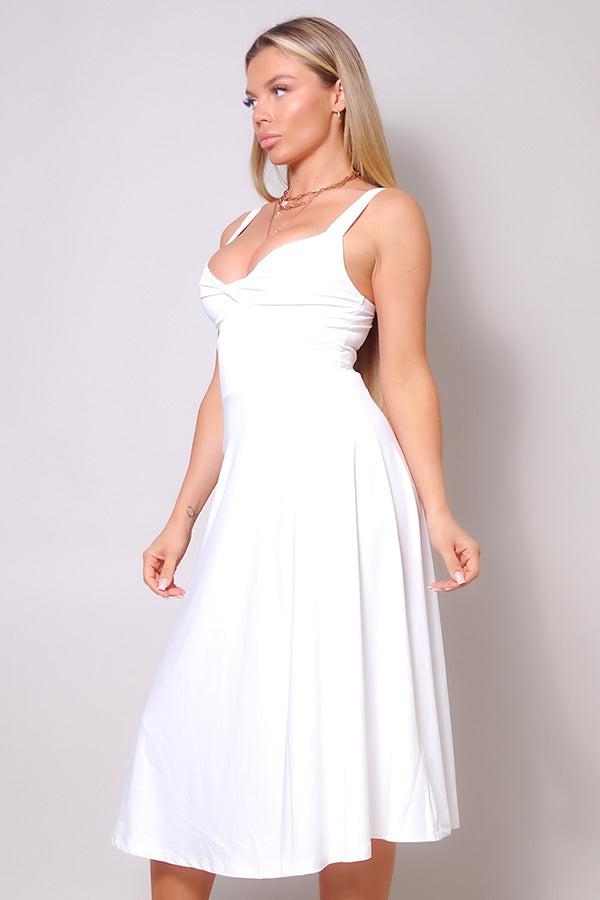 Sleeveless Twist Front A Line Midi Dress - Dassefy