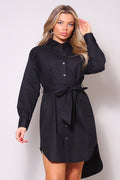 Long Sleeve Poplin Shirt Dress - Dassefy