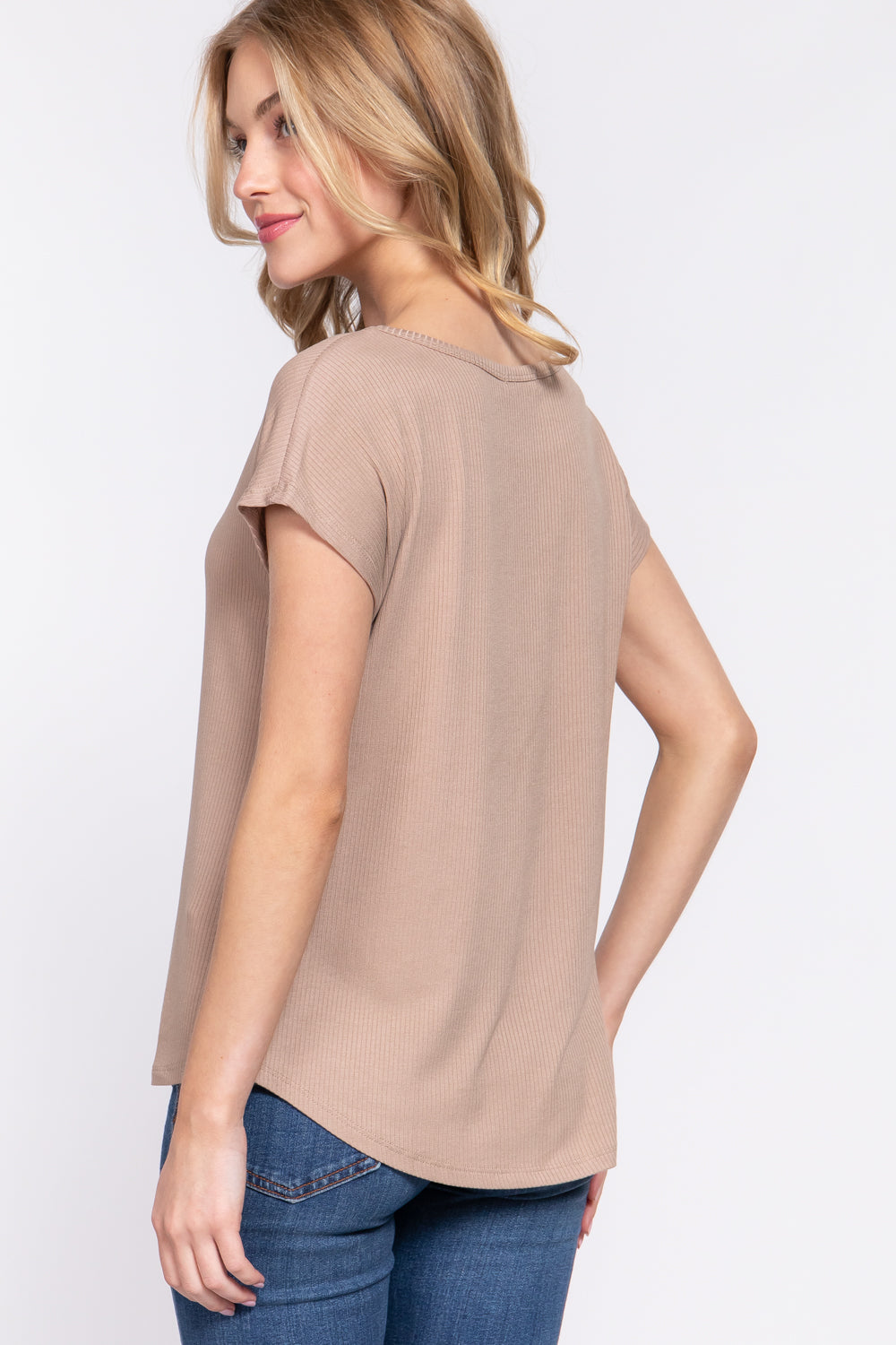 Short Dolman Slv Rib Knit Top - Dassefy