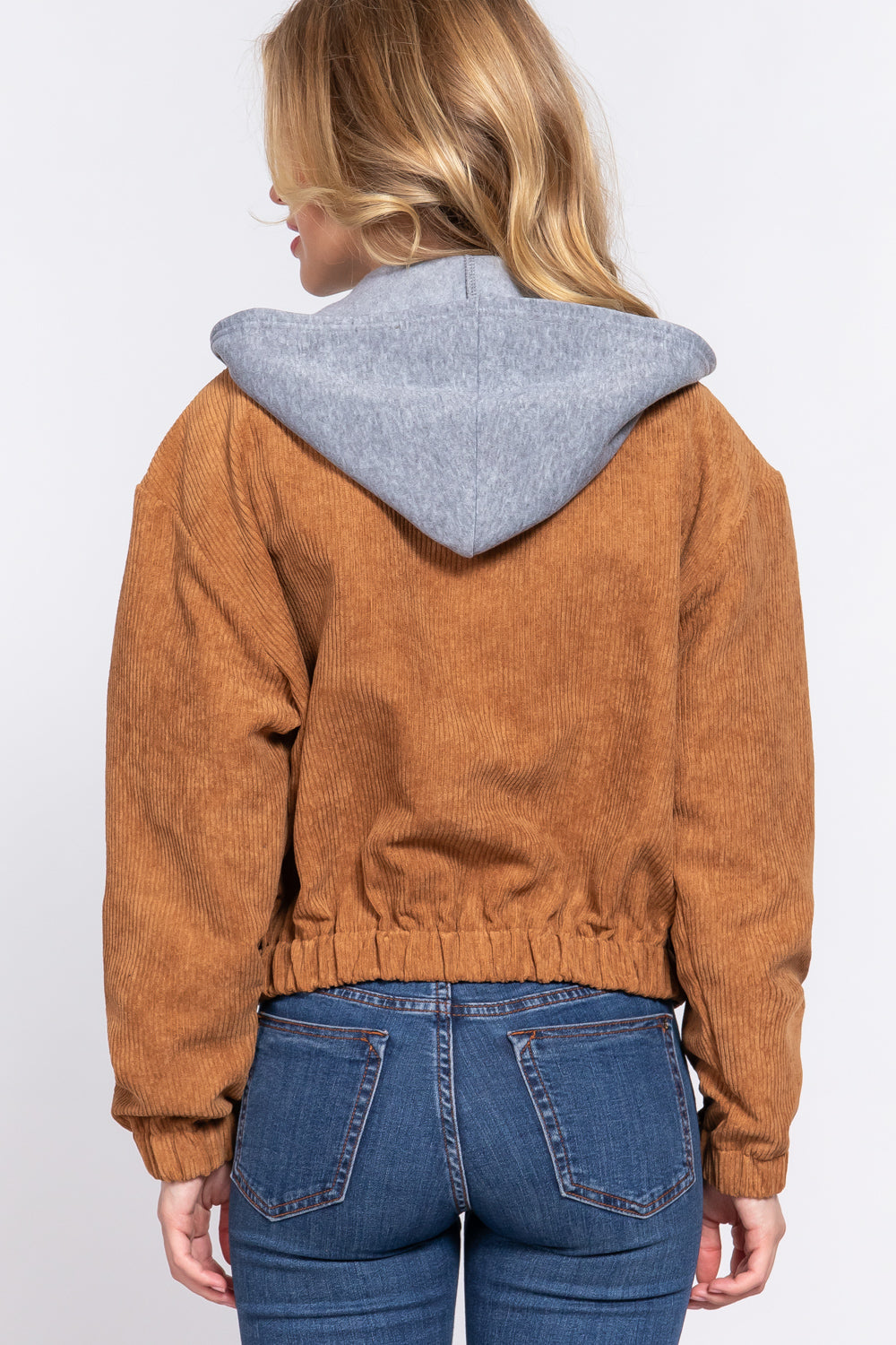 Long Slv Hoodie Corduroy Jacket - Dassefy