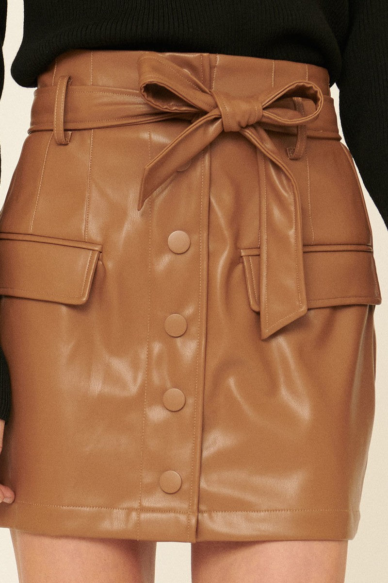 A Faux Leather Mini Skirt - Dassefy